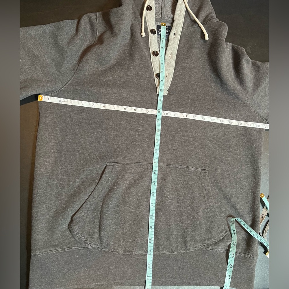 J. Crew Authentic Fleece Pullover Gray Hoodie with Button Detail - Picture 5 of 7